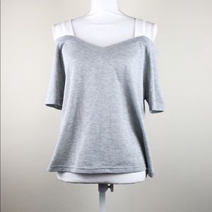 Elodie Gray Off the Shoulder Cold Shoulder Top